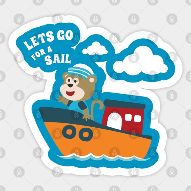 Cute bear the animal sailor on the boat with cartoon style Sticker by KIDS APPAREL